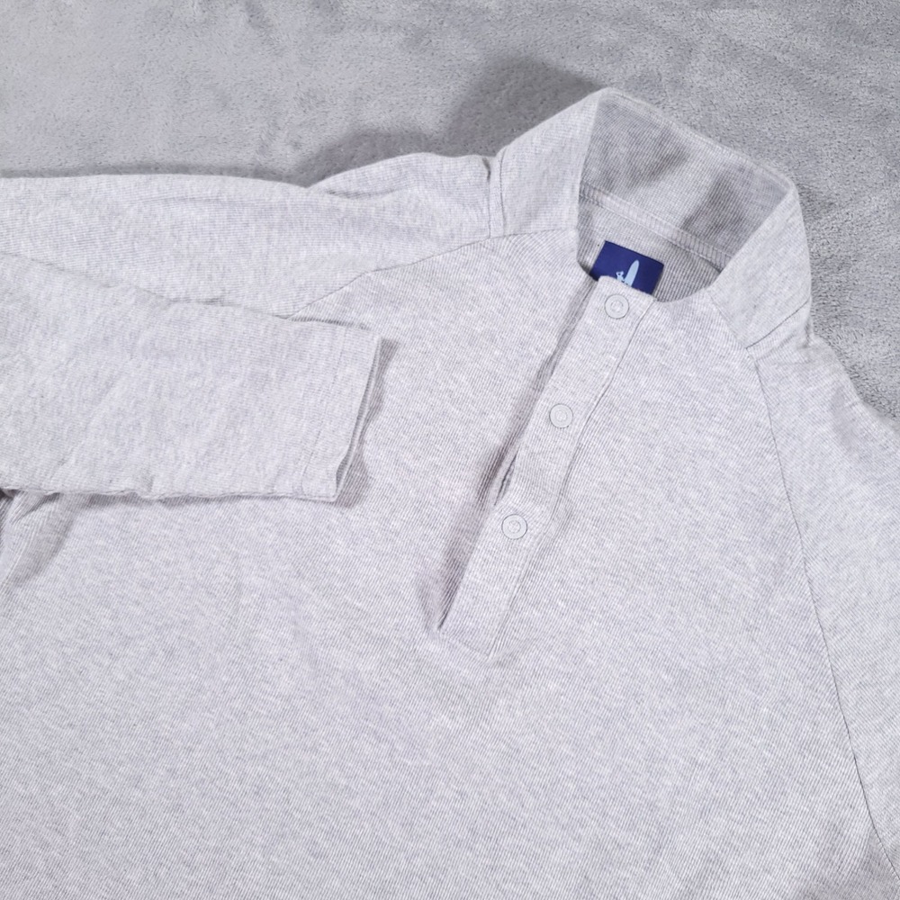 Johnnie-O Whaling Pullover Mens Medium Light Grey JMKO2390 1/4‎ Snap